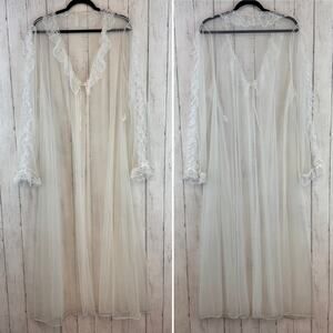 VTG Designs by Faris White Chiffon Lace Sleep Nightgown Peignoir Plus Size 2X